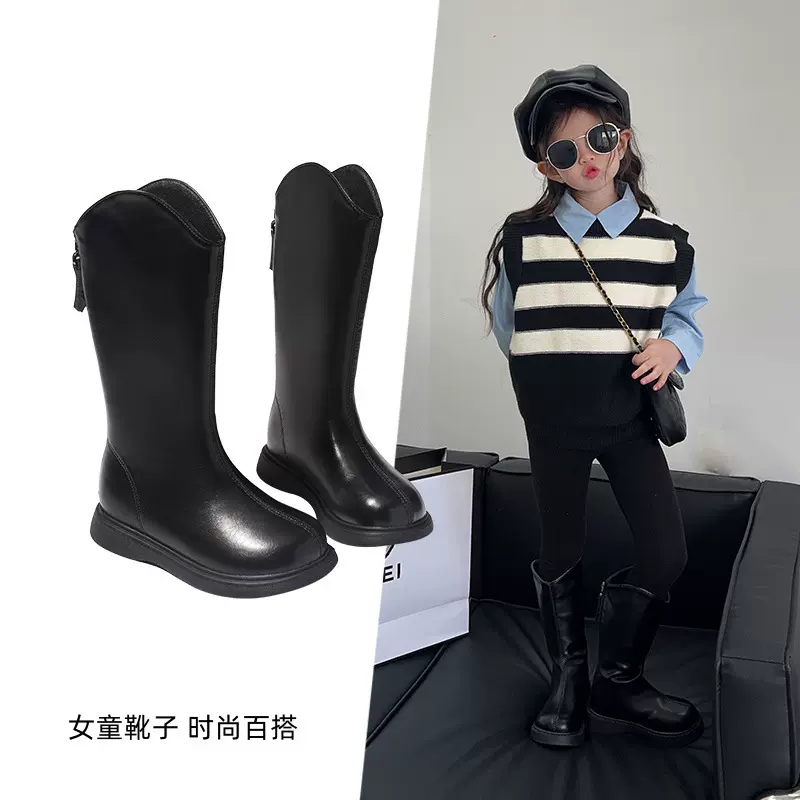 女童靴子2025新款秋冬长靴儿童长筒靴女大童马丁靴高筒靴秋季皮靴