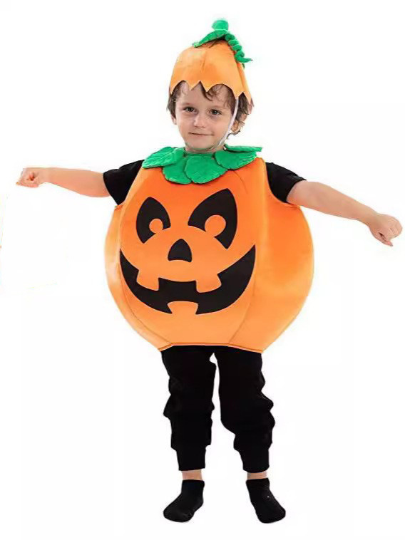 大人と子供のためのハロウィンコスチューム、パンプキンコスチューム、メイクアップパフォーマンス衣装、パンプキンハット、パンプキンバッグ、パフォーマンス衣装|undefined