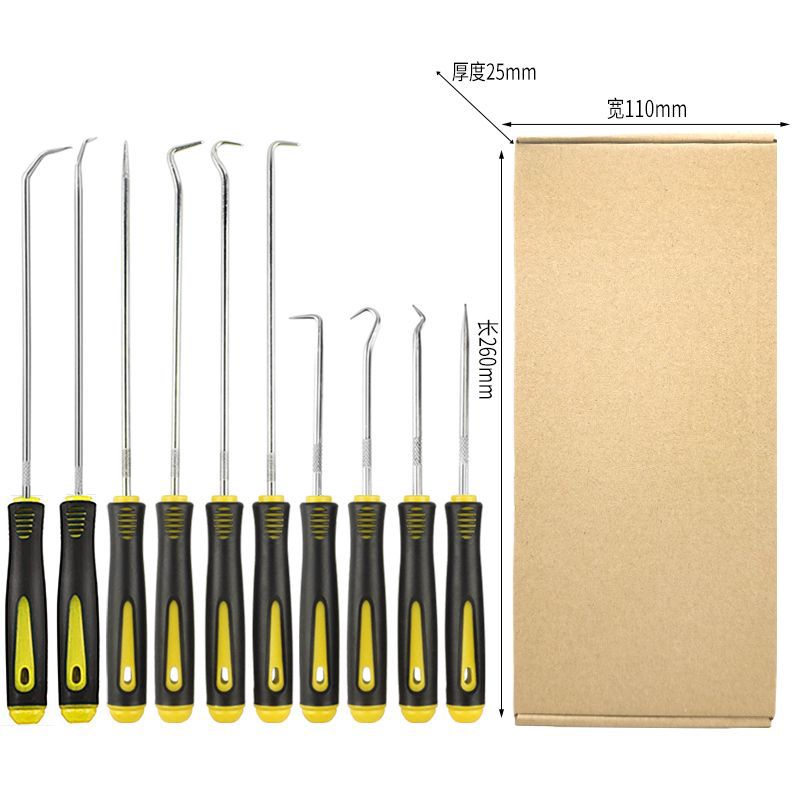 노란색 손잡이 은봉 10개 세트(상자에 포장)