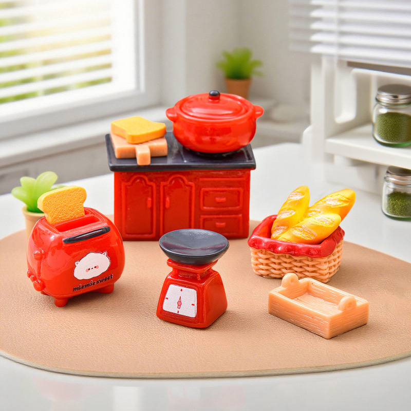 Micro-Landscape Artificial Mini Kitchen Kitchen Utensils Resin Ornaments Play House DIY Decoration Toys Desktop Small Ornaments