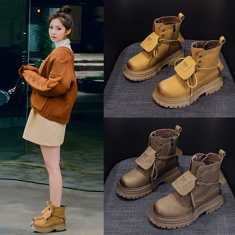 Boots for Women 2025 Autum New Retro Casual Fashion Simple Versatile Short Boots Travel Mountaineering Rhubarb Boots