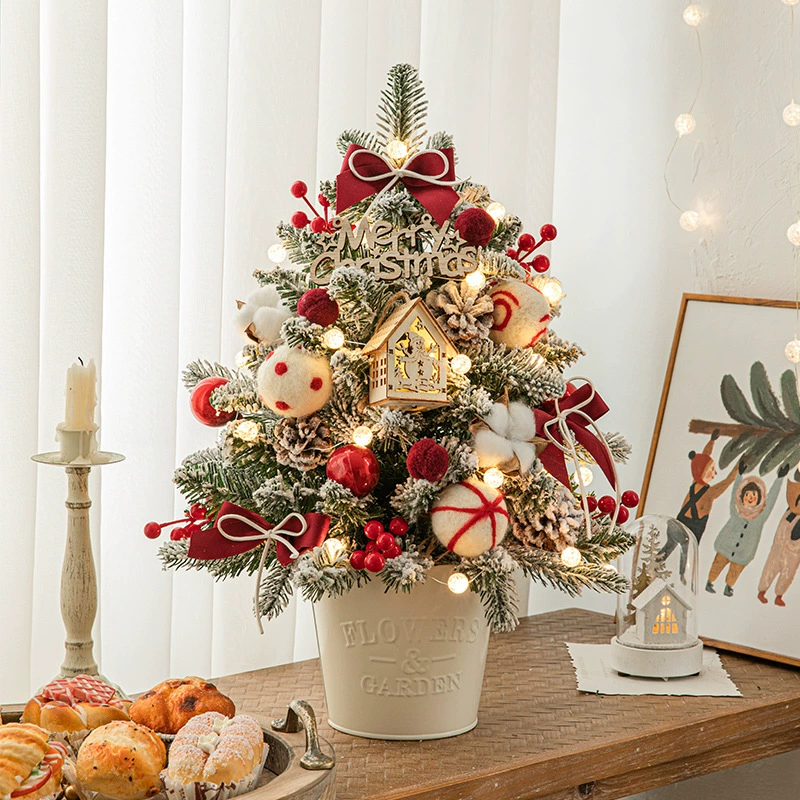 ® Новинка: Набор для творчества «Рождественская елка» (миниатюрная настольная елка, материал для декора, роскошный, из PE с усиленной структурой, в железном ведре)