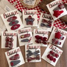 韩系女高学院风布艺蝴蝶结星星发夹发卡甜美少女侧边高级感刘海夹