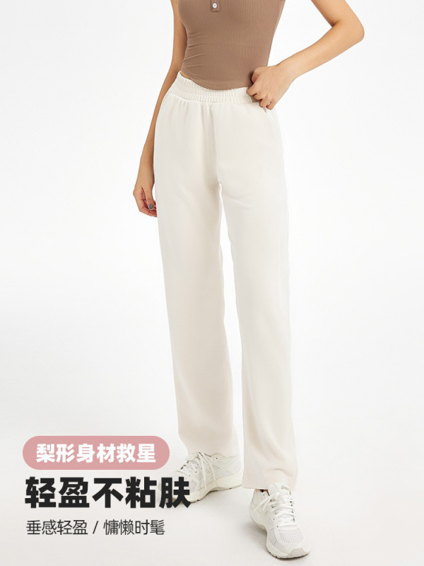 2025 春夏スポーツパンツハイウエストスリムスウェットパンツスポーツヨガウェア女性のカジュアルパンツワイドレッグヨガパンツストレートパンツ|undefined