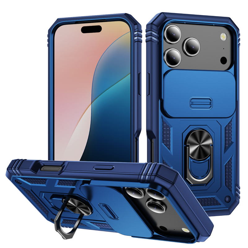 适用iPhone17Pro军事推窗三合一手机壳苹果16指环车载磁吸防摔保 - 7