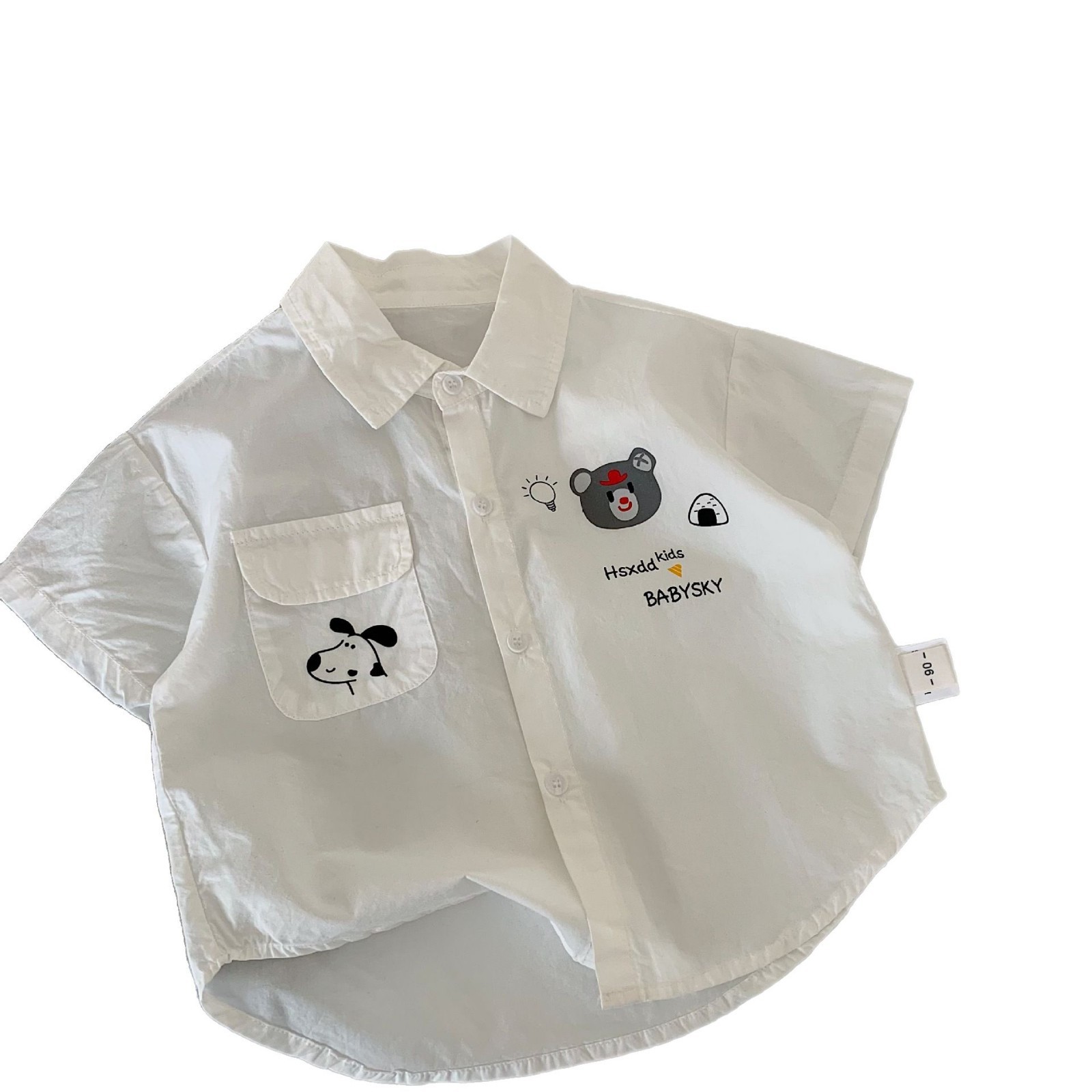 Camisa para niños Maibao 2025 verano nuevo estilo coreano niños y niñas dibujos animados camisa de manga corta ropa de verano para bebés al por mayor
