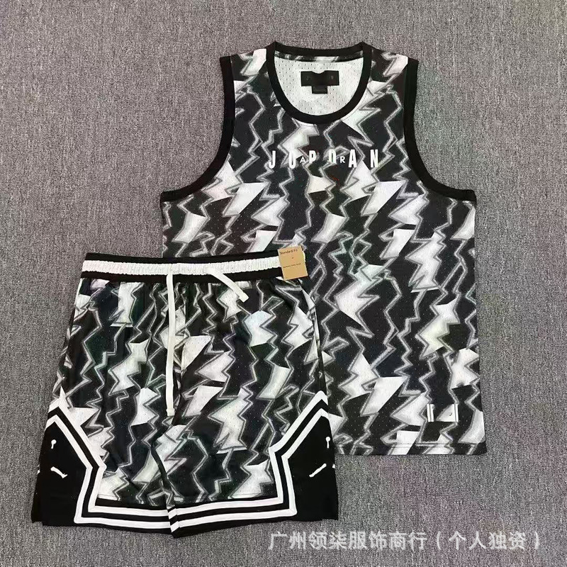 新款飞人运动篮球背心加短裤速干透气宽松日常休闲跑步运动背心|undefined