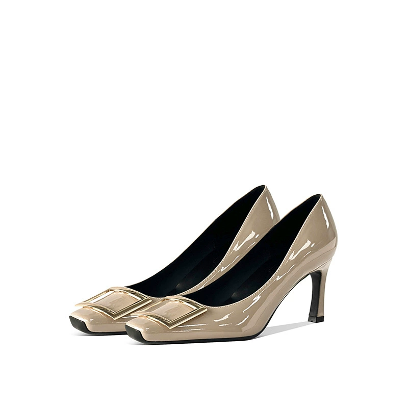 Слон серый туфли на высоком каблуке женский 2025 новая квадратная голова