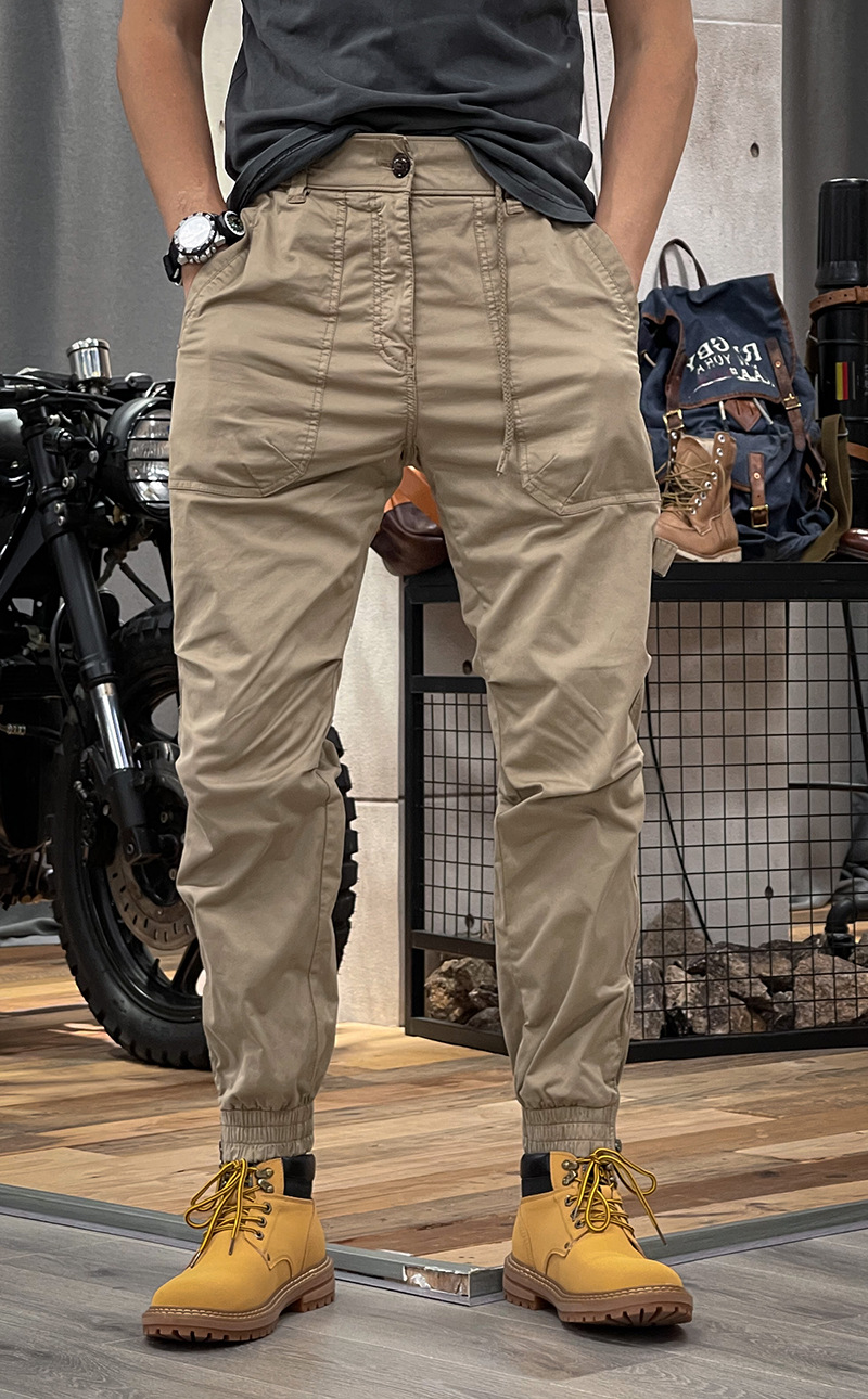 Pantalon cargo homme taille élastique style workwear rétro_voghion.com