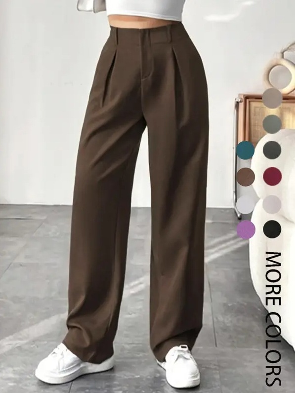 Viajeros transfronterizos europeos y estadounidenses, pantalones anchos casuales de cintura alta delgados, pantalones de traje casuales retro de todo fósforo, pantalones de mujer