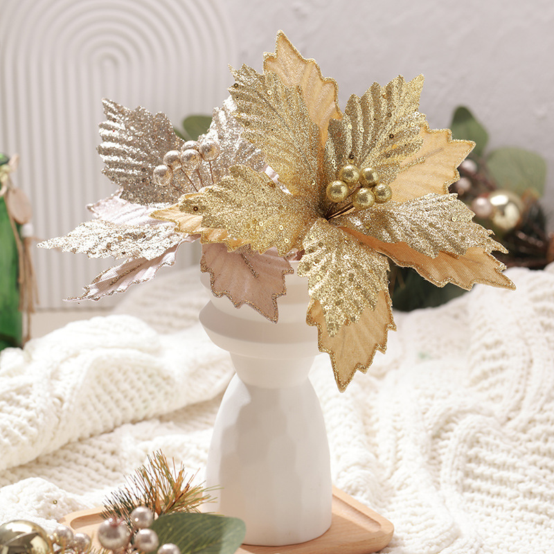 Flor Navidad Terciopelo 25cm