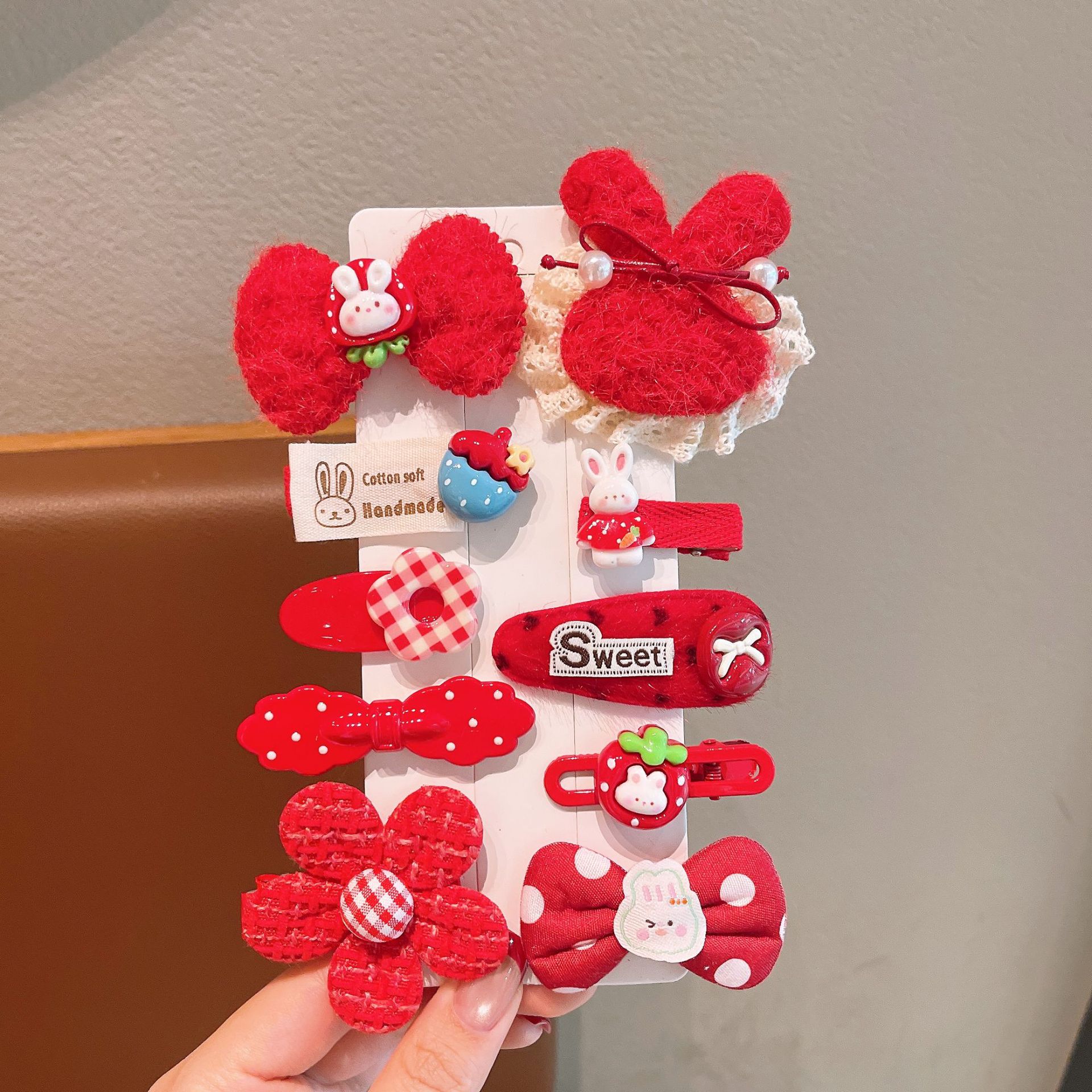 Año Nuevo Caballo arco rojo pinzas de cabello para niños Año Nuevo Fiesta de Año Nuevo pinzas de cabello para mujeres bebés lindos pinzas de cabello rotas BB