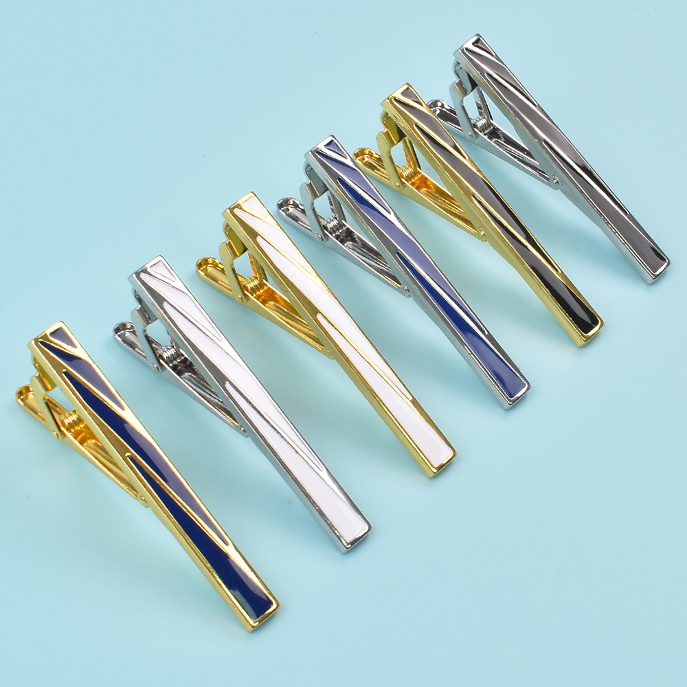 Cross-Border European and American Men's Metal Tie Clip Formal Wear Simple Groom Wedding Business Matching Suit Tie Clip