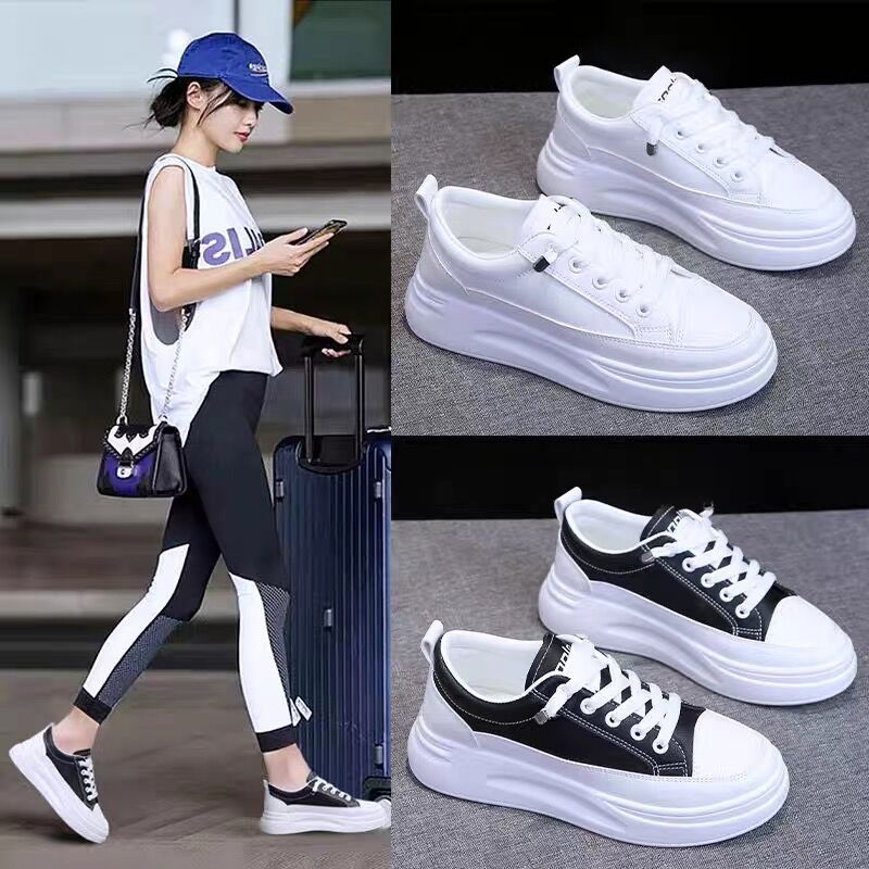 2026 verano nuevo estilo coreano zapatos de skate de suela gruesa moda casual zapatos versátiles estudiantes inswind zapatos blancos para mujeres
