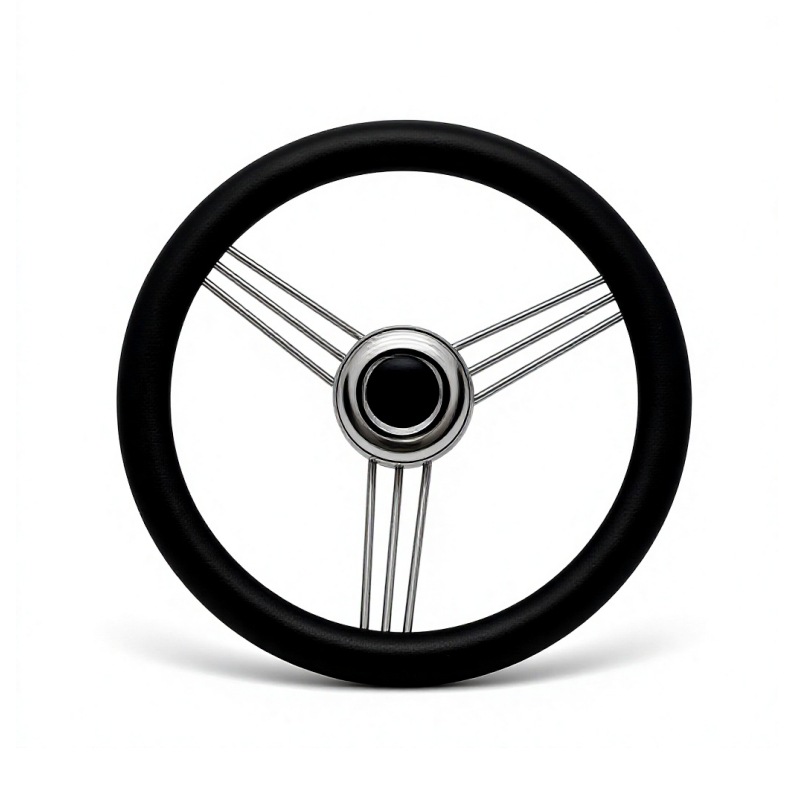 Three-spoke stainless steel 304 foam soft-grip ship steering wheel, yacht rudder wheel, marine steering wheel