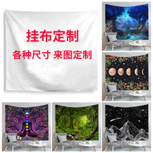 新款欧美装饰家居挂毯墙毯数码印花厂家磨毛布壁毯挂布复古