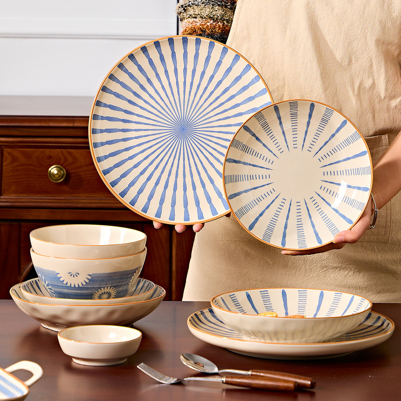 Japanese-Style Ceramic Rice Bowl, Simple and Aesthetically Pleasing Bowl and Plate Set, Gift Set, Tableware Set, Bowl and Plate