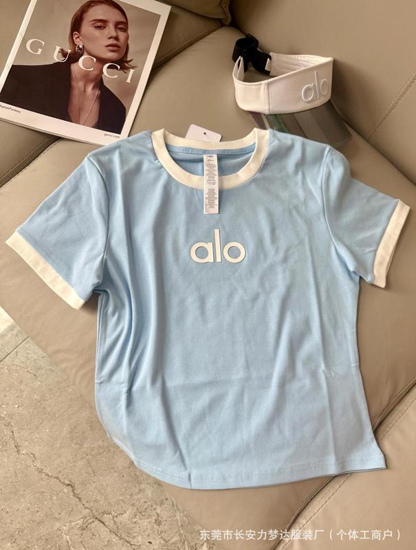 Alo夏の新型の経典の丸首は色のtシャツの女性のアメリカのアルファベットのプリントをぶつけます。|undefined