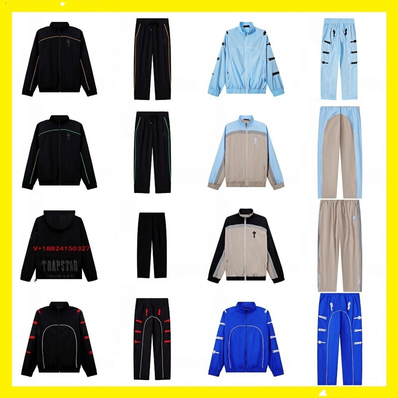 Foreign Trade Wholesale Trapstar Embroidered Logo Mesh Suit Sports Casual Jacket Windbreaker Jacket Pants Foreign Trade Wholesale Trapstar Embroidered Logo Mesh Suit Sports Casual Jacket Windbreaker Jacket Pants