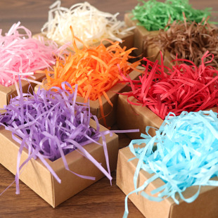 Glittering Tinsel Raffia Gift Box Filler for Chinese Valentine's Day Decoration, Colored Silk Modern Art