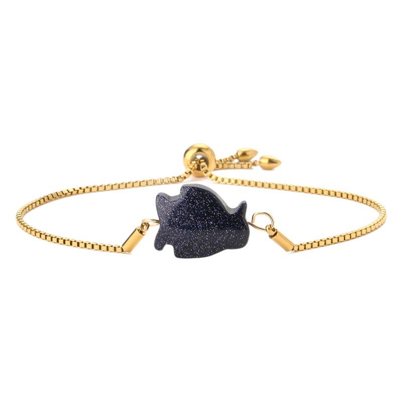 Amazon nueva pulsera de piedra natural mariposa pingüino nicho diseño pulsera color retención pulsera de cadena de acero inoxidable