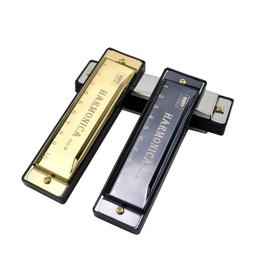 Metal Chromatic Scale Ten-Hole Colorful Harmonica Alloy Toy Professional Level Music Instrument Factory Stall Wholesale