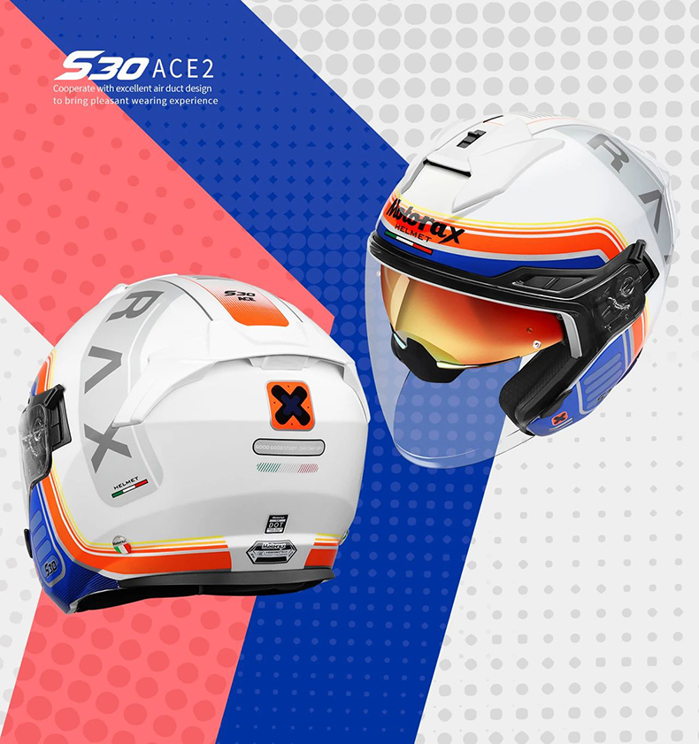 MOTORAX Morex S30 Half Helmet Motorcycle Helmet 3/4 Helmet Men's and Women's Double Lens Electric Four Seasons
