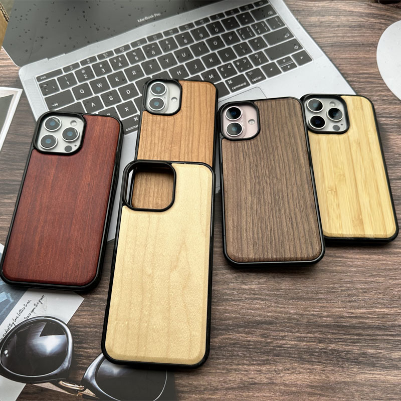 适用iPhone16pro天然实木竹制贴片手机壳苹果17包胶tpu木质保护套|undefined