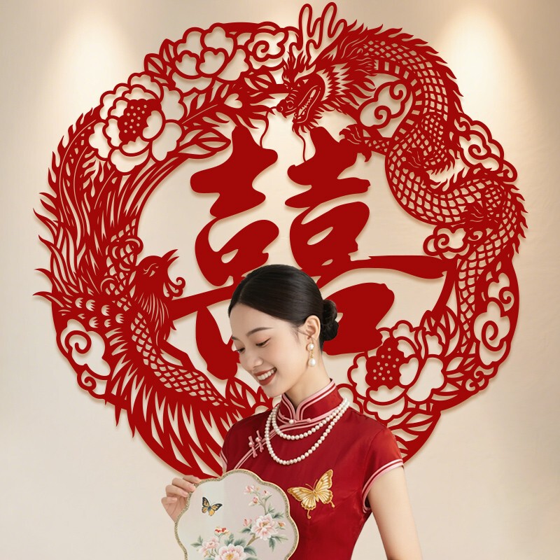 结婚专用喜字布置装饰婚礼男女方入户门卧室柜子窗户喜鹊囍字贴纸|undefined