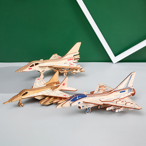 Street stall 3D three-dimensional puzzle handmade wooden assembled airplane model ornaments diy children's educational toys gifts