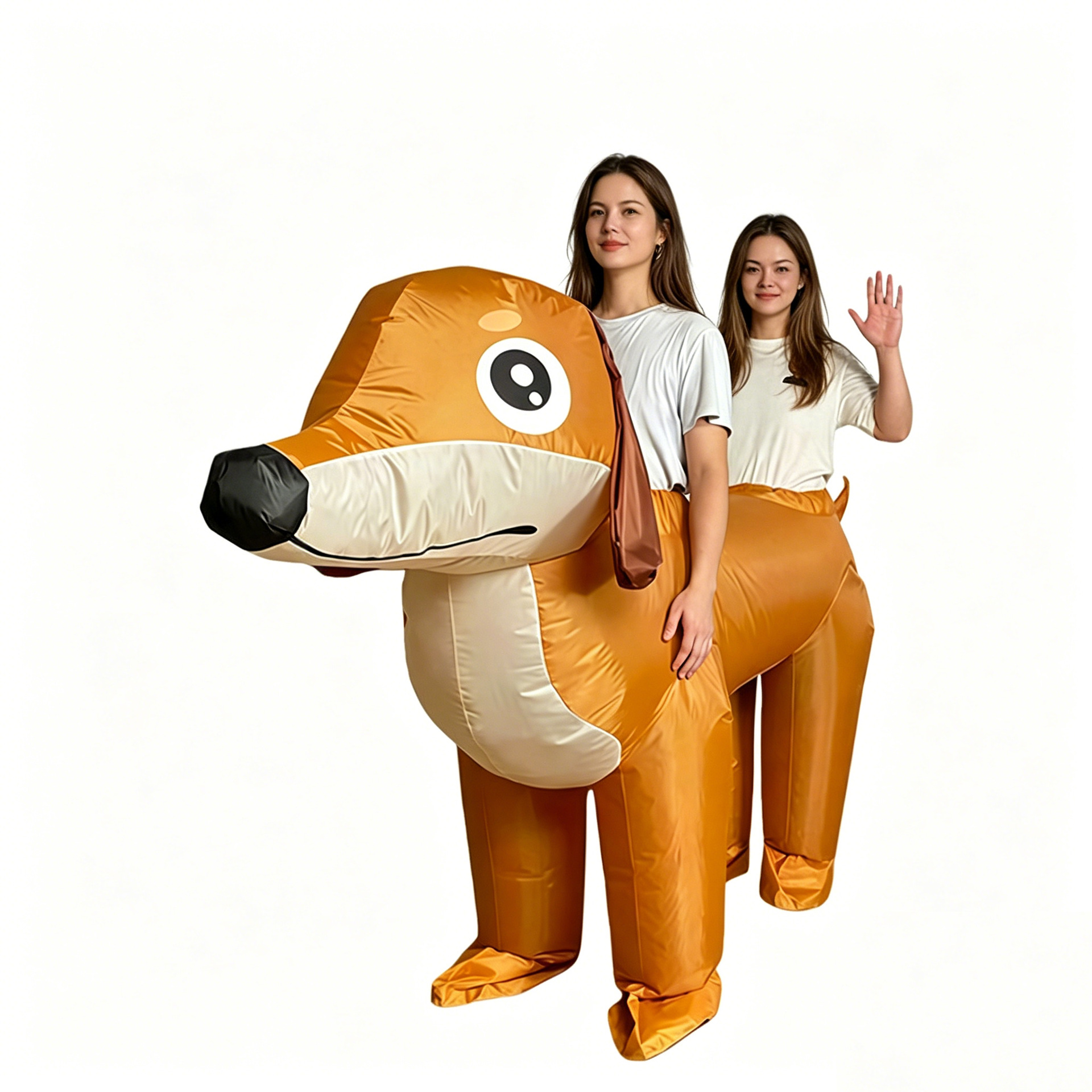 Nuevos cos transfronterizos juegan ropa inflable de gato negro lindo perro amarillo muñeca inflable creativa divertida ropa inflable de dibujos animados