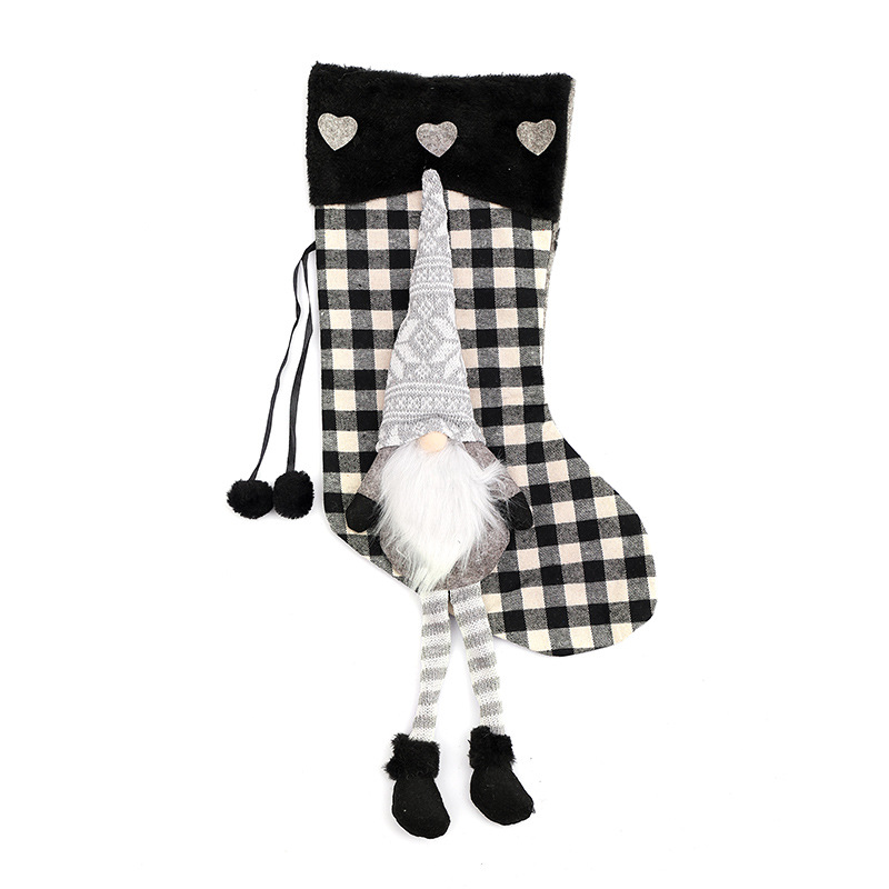 Cross-border Christmas decorations plaid love hanging legs Christmas socks Santa Claus decorative socks pendants creative handmade