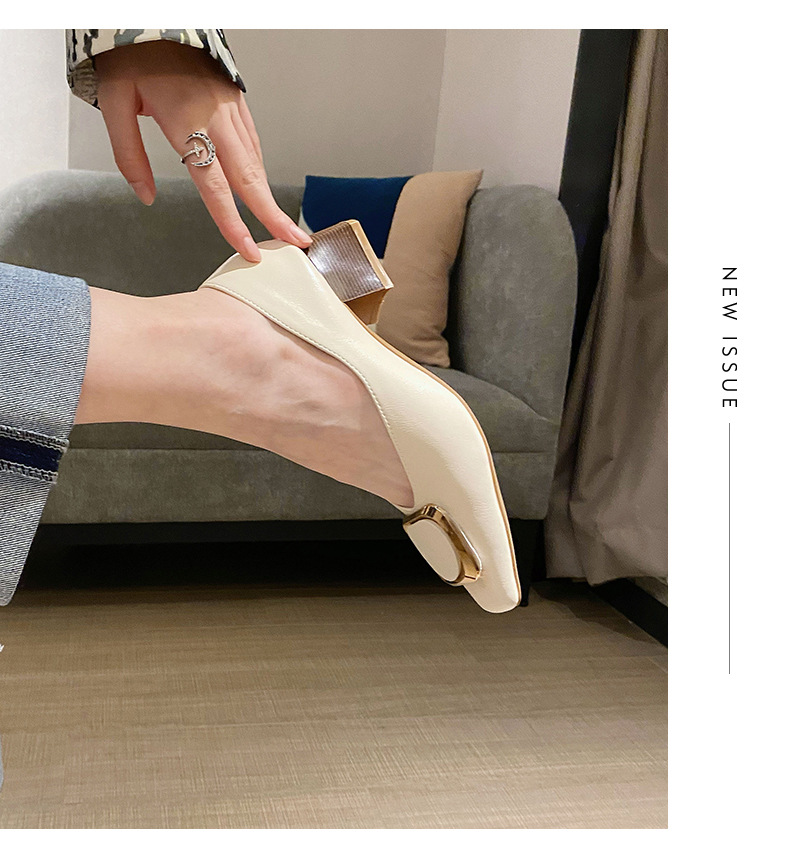 Women's Square Toe Mid-heel Loafers In Real Cowhide Leather_voghion.com