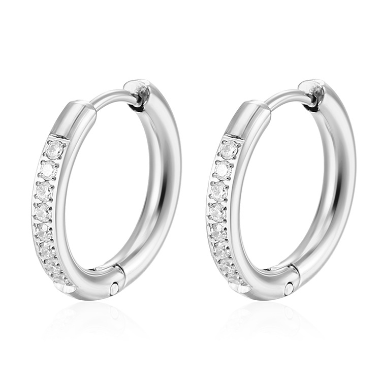 MS-517 de acero con hebilla de oreja redonda de diamantes