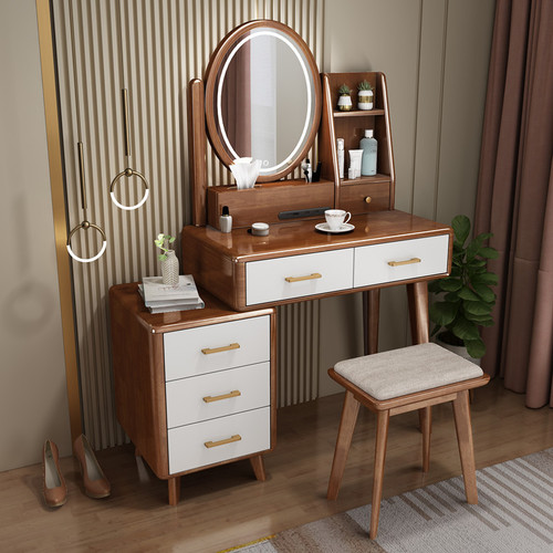 T9J5 wholesale dressing table solid wood makeup table bedroom modern simple small apartment multi-functional storage cabinet telescopic cabinet