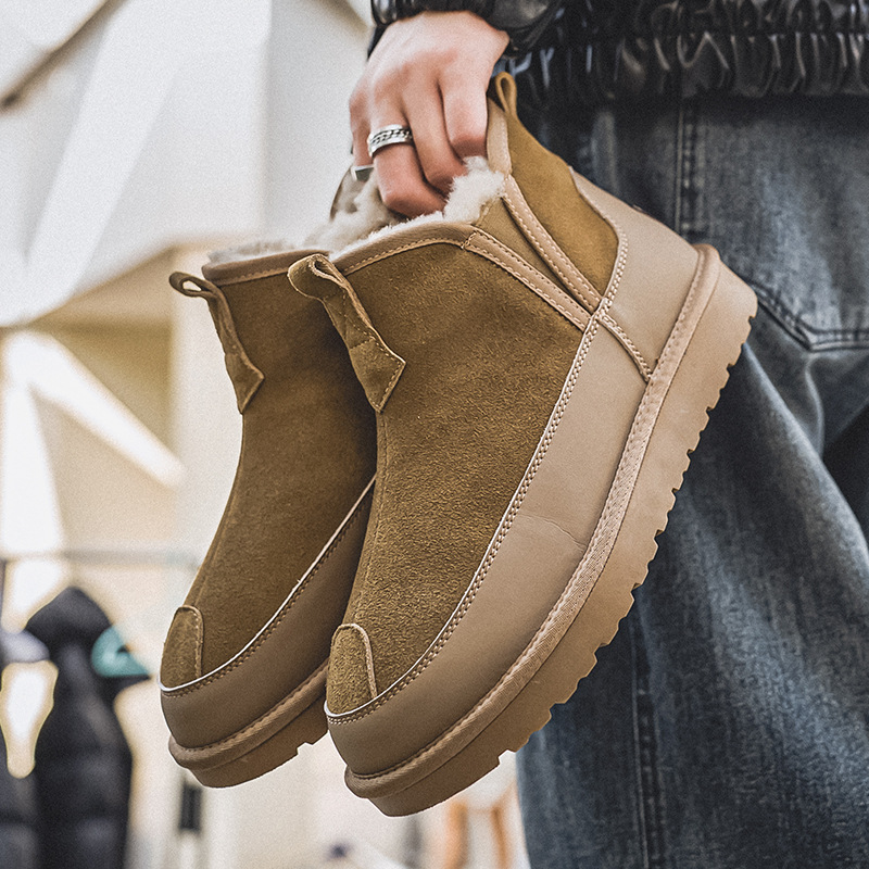 3123 Sniega zābaki vīriešu 2023. gada rudens un ziemas jauni samta silti kokvilnas apavi mājas, āra, ziemas vīriešu apavi_voghion.com
