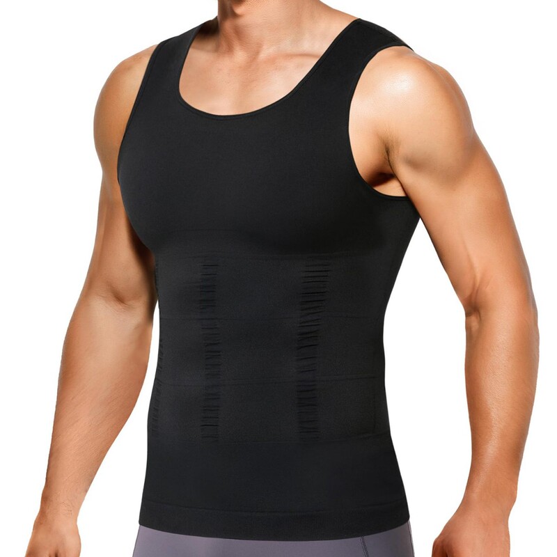 Cross-Border Hot-Selling Men's Body Shaping Vest Compression Shirt Sports Fitness Undershirt Tummy Control Corset Bodysuit Shapewear