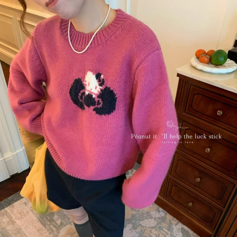 Age-Reducing Color-Blocking Kitty Cat Sweater for Women Peant2025 Autumn and Winter Korean Style Trendy Knitted Sweater Ins Age-Reducing Color-Blocking Kitty Cat Sweater for Women Peant2025 Autumn and Winter Korean Style Trendy Knitted Sweater Ins