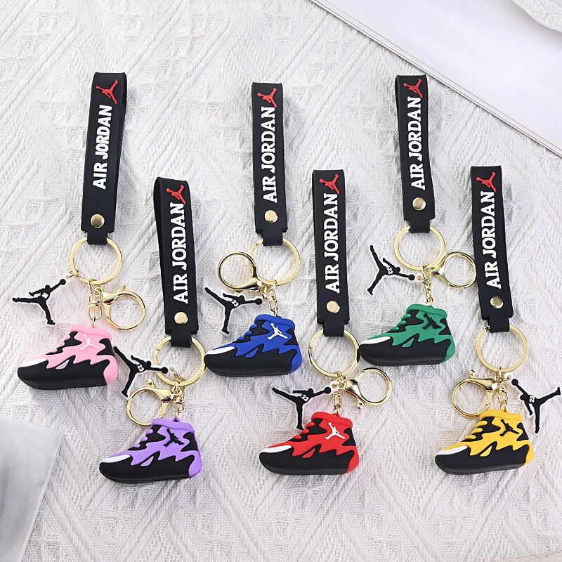 Cross-Border Aj Jordan Shoes Cute Keychain Soft Rubber Couple Car Bag Pendant 3D Shoe Model Blind Box Keychain