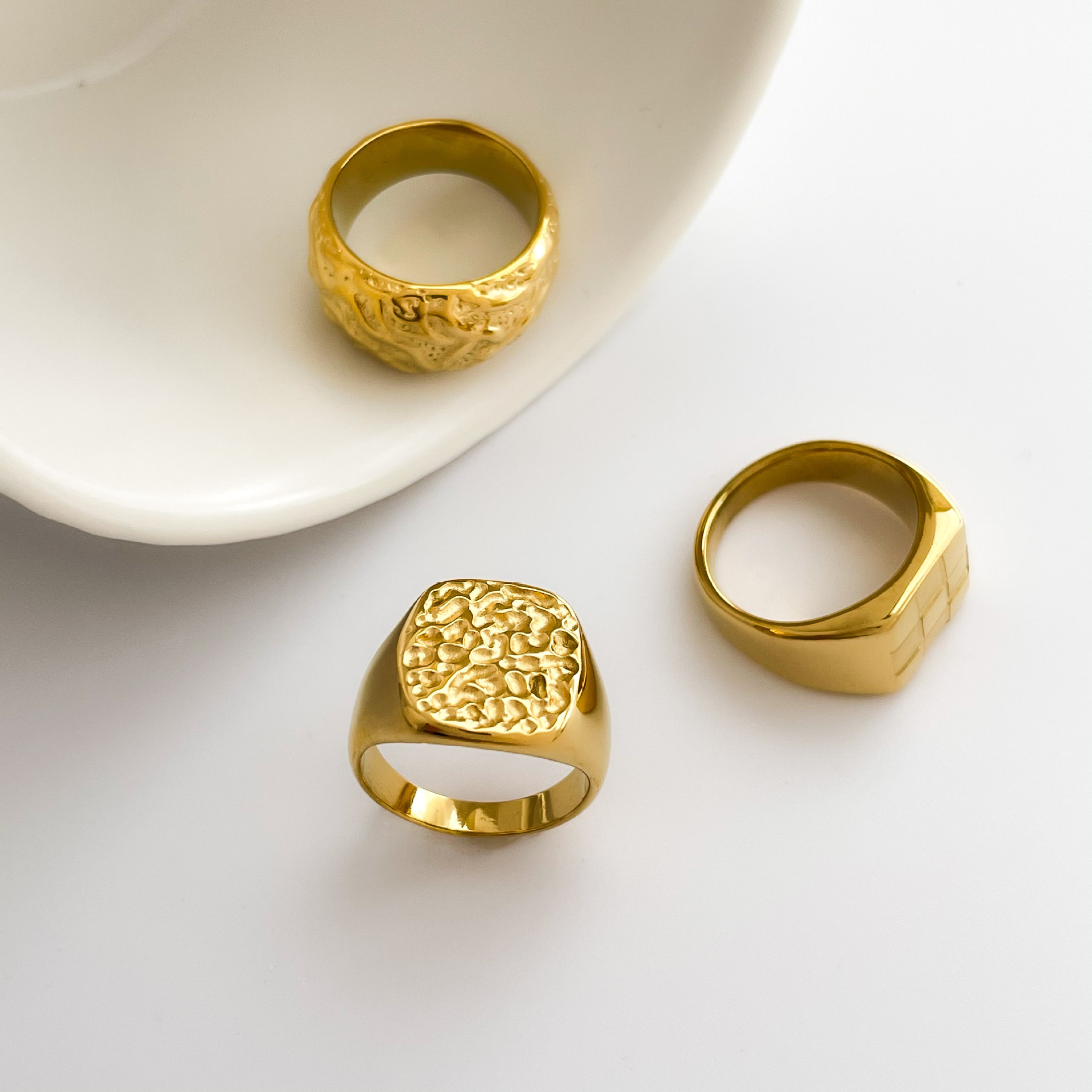 Rings Classification Vintage Style Geometric Titanium Steel Plating Rings