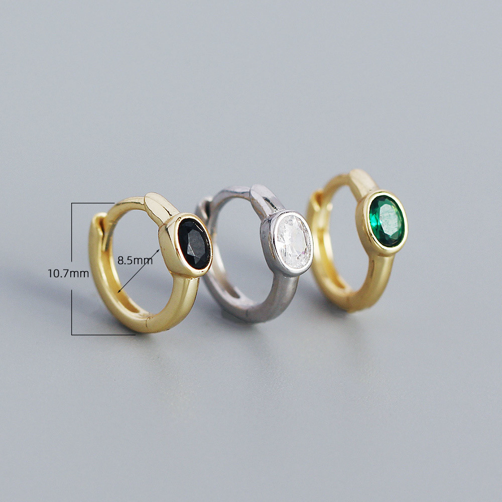 0.03µm Gold Plating Thickness 1 Pair 925 Sterling Silver Zircon Geometric Earrings