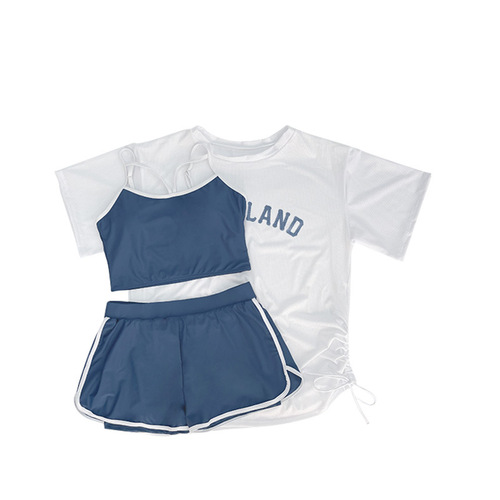 Ladies' Conservative Three-Piece Swimsuit Set for Students, Plus Size with Cover-up, for Hot Springs, Slimming, Wholesale