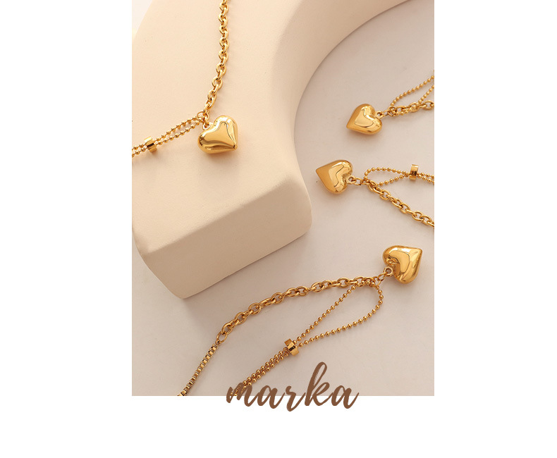 French Style Heart Shape Titanium Steel Plating Metal Necklace 1 Piece