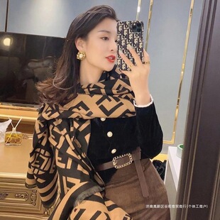 Trendy Brand Internet Celebrity Same Letter Scarf Women's Winter Elegant Cashmere Warm All-match Scarf Goddess Dual-purpose Shawl F