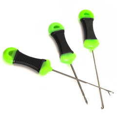 Cross-border high-carbon steel fishing tackle needle three-piece set black and green interlaced handle lure needle bait needle set wholesale