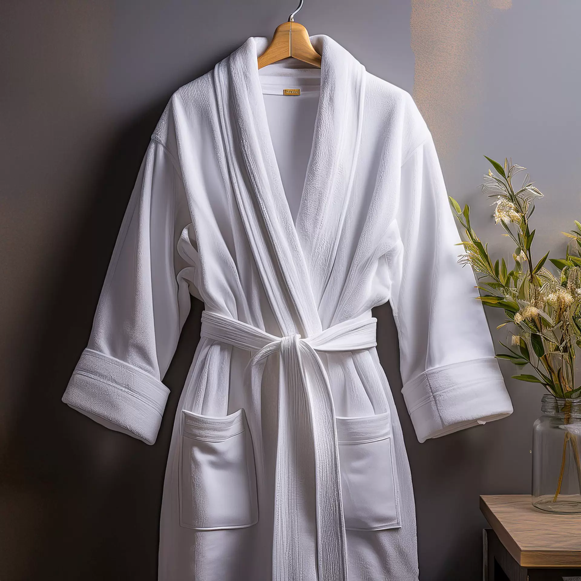 酒店浴袍定制纯棉加厚全棉浴袍睡袍全棉民宿珊瑚绒浴袍希尔顿睡袍