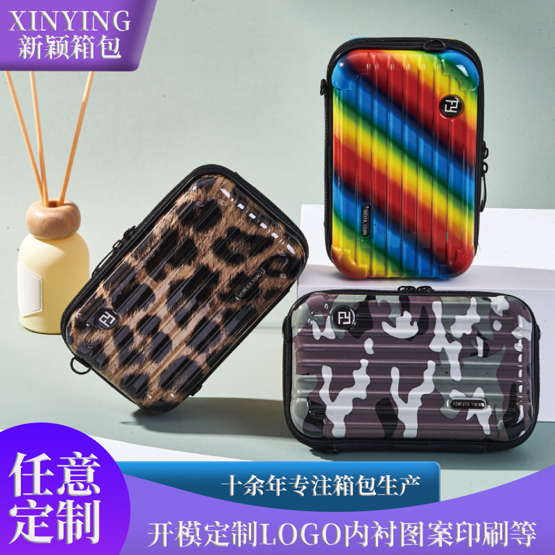Fashionable Hard-Shell Cosmetic Bag Tool Bag in Stock Abs+Pc Plastic Shell Mini Suitcase Waterproof Outdoor Clutch Bag
