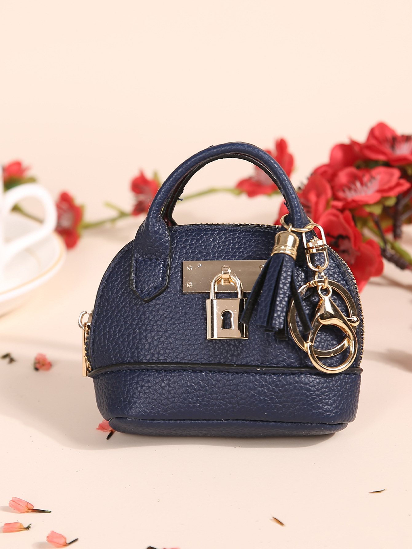 휴대용 반원 작은 가방 블루