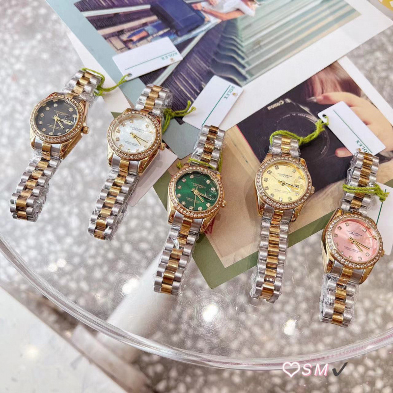 Micro-Business Hot-Selling Rolex Series Fashionable Steel Band Watches for Women, Quartz Watches for Men and Women, Dropshipping