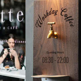 水龙头咖啡奶茶店趣味装置 打卡招牌松弛感门牌 带隔板可内容